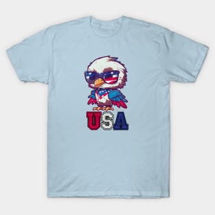 Cute Patriotic Eagle Embodying American USA Pride T-Shirt